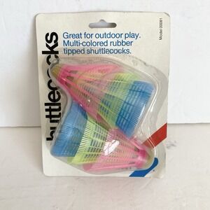 Vtg Sportcraft Shuttlecocks Neon Birdies 80s Badminton NOS Rubber Tipped Plastic